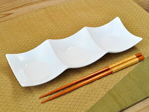 白磁 石目型 三連皿(大) 26cm×8.6cm×高さ3.2cm 三品皿 3連皿 小鉢 和食器