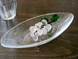 細溝ラインがお洒落なガラス食器 イマージュ カヌー ボウル 24cm 中鉢 楕円 透明 オーバル 舟型 ボール