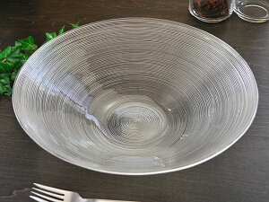 細溝ラインがお洒落なガラス食器 イマージュ ボウル 31cm 大鉢 盛鉢 そうめん 鉢 透明 ボール ラッピング不可