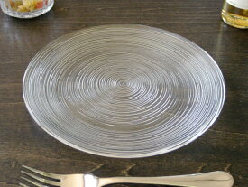 細溝ラインがお洒落なガラス食器 イマージュ クープ皿 21cm プレート 透明 丸皿 平皿