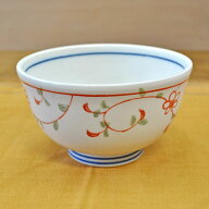軽量 高浜4.0小丼 花赤絵 直径13cm×高さ7.5cm 500cc 軽い どんぶり 飯碗 お茶碗 和食器 藍