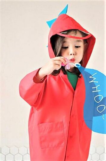 恐竜デザインレインコート収納ポーチ付き通園通学キッズレインポンチョレインウエア雨具90cm95cm100cm110cm120cm
