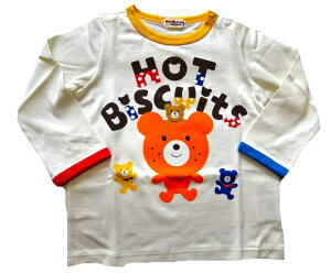 30%OFF SALE ホットビスケッツ ミキハウスmikihouse ビーンズくんプリント 長袖Tシャツ 90cm100cm 男の子 女の子 御祝 ギフト
