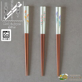 【＼10%OFF／さらに300円クーポンあり】箸 お箸 若狭塗 日本製 食洗機対応 滑り止め すべりにくい 22.5cm シンプル おそろい 花柄 プレゼント 単品 ピンク オレンジ パープル ボタニカルフラワー ひまわり堂 ネコポス