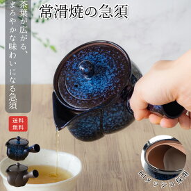 常滑焼 急須 茶葉 広がる 洗いやすい 3名 茶こしなし 深蒸し 黒 瑠璃色 茶柄が捨てやすい 日本製 プレゼント 箱入り 母の日 誕生日
