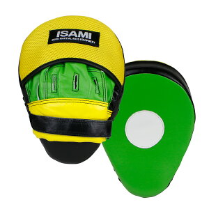 ISAMI イサミ パンチングミット NS-110カラー:黄×緑 左右1組 片方225g本革