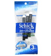 【カミソリ】　Schick　男性用使い捨て カミソリ　3本入　固定式 2枚刃カミソリ　T字ひげそり　T字カミソ…