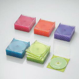 エレコム CD／DVDプラケース CCD-JSCS50ASO 5色アソート（クリアピンク、クリアオレンジ、クリアグリーン、クリアブルー、クリアパープル）