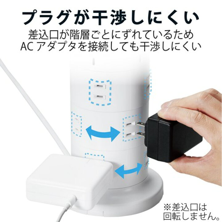 楽天市場】エレコム 電源タップ コンセント×12個口 (USB-C×2 USB-A×3) 45W タワー型 ECT-2220WH ホワイト : ケーズデンキ 楽天市場店 楽天市場】エレコム 電源タップ コンセント×12個口 (USB-C×2 USB-A×3) 45W タワー型 ECT-2220WH ホワイト : ケーズデンキ 楽天市場店