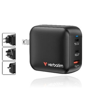 o[xC^ Verbatim MGAN100-3V1 GaN[d 100W USB PDΉ USB-C|[g×2 USB-A|[g×1 MGAN100-3V1 ubN