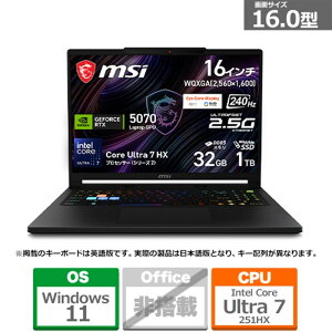 MSI�i�G���G�X�A�C�j �Q�[�~���O�m�[�g�p�\�R�� Raider 16 HX B2W RAIDER16HXB2WGX-2669JP �R�A�u���b�N