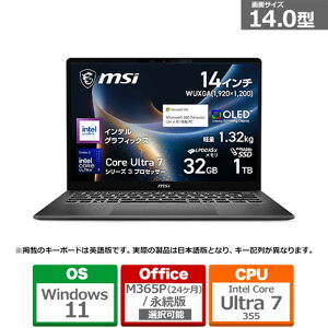 MSI�i�G���G�X�A�C�j 14�^�m�[�g�p�\�R���@Prestige 14 AI+ D3M /Copilot+ PC PRESTIGE14AID3MG2619JP �v���`�i�O���C