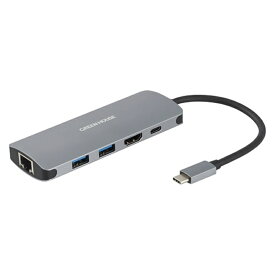 グリーンハウス USB Type-Cドッキングステーション 有線LANポート GH-MHC5A-SV シルバー系