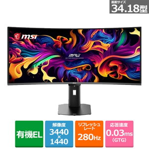 MSI�i�G���G�X�A�C�j 34.18�^�Q�[�~���O�f�B�X�v���C MAG-341CQP-QD-OLED-X28