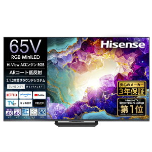 (�z���ݒu����)�n�C�Z���X�E�W���p�� 65V�^�@4K�`���[�i�[����RGB Mini LED�t���e���r RGB 65U9S