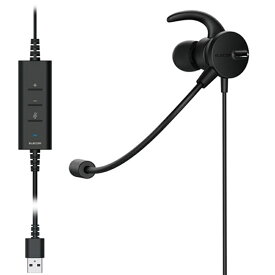 エレコム カナル型イヤホン 片耳タイプ マイク付き 有線 USB接続 モノラル ノイズリダクション HS-EP100UNCBK ブラック