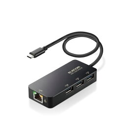 エレコム LANアダプター 有線 タイプC Giga USBハブ付 EDC-GUC3H2-B ブラック