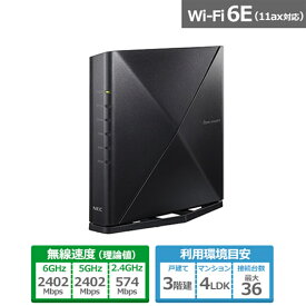 NEC 無線ルータ　Wi-Fi 6E対応 ホームルータ Aterm PA-WX5400T6