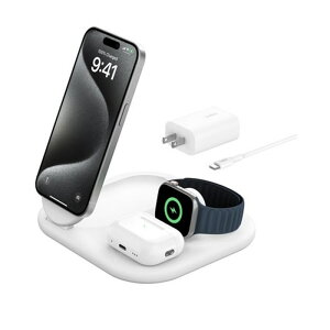 BelkinixLj BoostCharge Qi2 3-in-1 ܂肽ݎCX[d WIZ029dqWH zCg