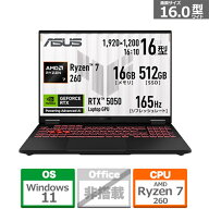 ASUS（エイスース） 16型ゲーミングノートパソコン　ASUS TUF Gaming A16 FA608UH FA608UH-R7R505016G イ…