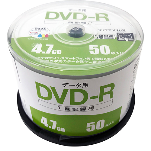 RITEK社製 データ用ＤＶＤ−Ｒ　１６倍速　１層　５０枚　スピンドル RM-DVD47R50SD | ケーズデンキ　楽天市場店