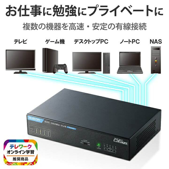 楽天市場】エレコム 2.5Gマルチギガ対応5ポートスイッチングハブ(金属筐体/ACアダプター) EHC-Q05MA-HJB : ケーズデンキ 楽天市場店