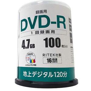 RITEK �^��pDVD�[R�@16�{���@1�w�@100���@�X�s���h�� RM-DVD47R100S