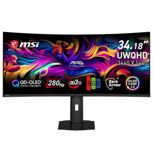 MSI�i�G���G�X�A�C�j �p�ȃQ�[�~���O���j�^�[ MAG-341CQP-QD-OLED-X28 �u���b�N