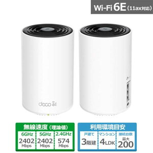 TP-Link�i�e�B�[�s�[�����N�j AXE5400 �g���C�o���h ���b�V��Wi-Fi 6E�V�X�e�� Deco XE75 2P �i2�p�b�N�j