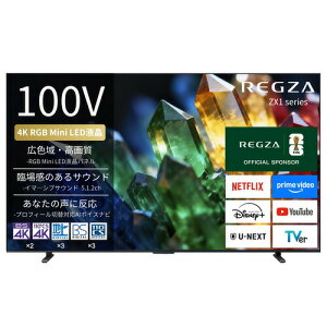 �y�[����4�T�ԁz�y�z���ݒu���i�z�y���ϕK�{�zREGZA 100ZX1S 100V�^ 4K RGB Mini LED�t���e���r 4K�q������ �n��f�W BS�E110�xCS�f�W�^���`���[�i�[�����u50�^�`�v