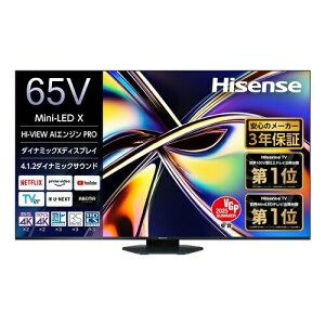 �y�[����1�����ȏ�z�y�z���ݒu���i�z�n�C�Z���X 65U9R 65V�^ Hisense Mini LED�t���e���r 4K�Ή� BS�ECS 4K�`���[�i�[�����u50�^�`�v