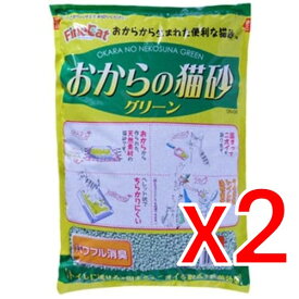 【納期約2週間】(143513)x2 常陸化工 おからの猫砂グリーン 6L ×2個