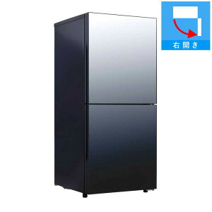 【納期約3週間】【配送設置商品】ツインバード HR-GJ12B 2ドア冷蔵庫 ミラーガラスデザイン 121L ブラック HRGJ12B「〜299L」