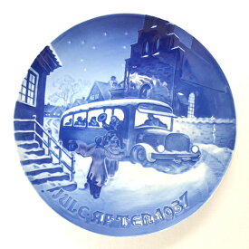 【B&G】Bing & Grondahl（ビングオーグレンダール）1937/昭和12年 イヤー プレート「クリスマスゲストの到着」/陶磁器/幅18cm/プレゼント/贈答/記念品/クリスマス/皿/限定/デンマーク/インテリア/飾る/きれい/高級