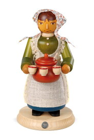 MUELLER 煙出し人形 24cm ワイン売り 婦人 クリスマスザイフェン村 SMOKER SMOKING MAN クリスマス雑貨 木製ラッキー 贈り物 装飾 16653