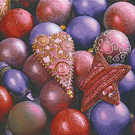 ペーパーナプキン☆ PAPER+DESIGN 可愛い Shiny purple baubles ドイツ製 クリスマスザイフェン NAPKIN クリスマス雑貨 贈り物 装飾【20枚入り】600250