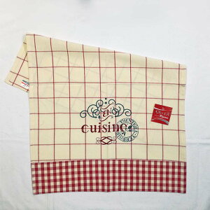 Sde �T�G�� ��100�� �f�U�C�� �L�b�`�� �}�b�g KITCHEN TOWEL YARN DYED & PRINTED BISTROT �x�[�W�� �ԃ`�F�b�N �t�����X (50cm×70cm) 5989030