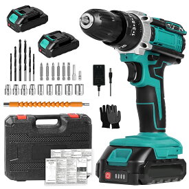 電動ドライバー セット 電気ドリル 大容量21vバッテリー トルク調節 LED照明機能 最大トルク25N.m スピード調節機能 25+3段階トルク調節 ハイパワー 充電式 コードレス 3Way 延長棒 六角レンチ DIY 締付工具 家具組立 工具セット