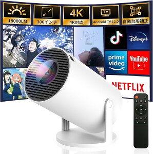 y15%OFFN[|7,309~zy2025ŐVizvWFN^[ ƒp Android TV12  Wi-Fi6 Bluetooth5.4 4KΉ 1080P 18000LM HiFiXs[J[ V[gX[ ^ 270°]\V䓊e X^ȟ^ 