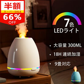 ＼スーパーSALE半額で1,699円／超音波加湿器 加湿器 大容量300ML 2種類加湿モード 超音波 卓上加湿器 七色LED 空焚き防止 水漏れ防止 静音 保湿 アロマ対応 ミニ 乾燥症対策 お手入れ簡単 小型 コンパクト 自動停止 LEDライト付き 静音 省エネ 節電 エコ 乾燥/花粉症対策