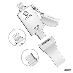 �y���������zUSB������128GB�yApple MFi�F�؁E���e�ʕۏ؁z3 in 1 Lightning/USB-C/USB 3.0�Ή� iPhone 17/16/15/14 / iPad/iPod/Android/PC�Ή� �����N���b�N�����o�b�N�A�b�v�E�����]���E�p�X���[�h�ی�E���S�T�|