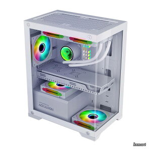 �y���������zPC�P�[�X Micro-ATX ITX �Ή� �~�h���^���[ ���^ �R���p�N�g �É� �K���X RGB ���� �Q�[�~���O �K���X�p�l�� (�z���C�g�i�t�@�����񓋍ځj)
