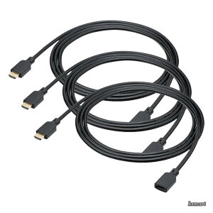�y���������zHDMI�����P�[�u�� �E���g���n�C�X�s�[�h 8K 60Hz�Ή� 4K 120Hz HDMI 2.1 48Gbps eARC Switch2/PS5/FireTVStick�Ή� �I�X-���X �����b�L�R�l�N�^ 2m 500-HD032-EN20 (× 3)