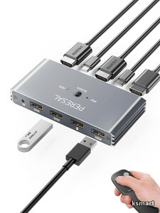 �y���������z3.0 KVM�X�C�b�`�A�����R���t���AHDMI�X�C�b�`�A4K@60Hz�A1��̃��j�^�[�����L����2��̃R���s���[�^�p�A�L�[�{�[�h�A�}�E�X�A�v�����^�A�X�L���i�Ȃ�4��� 3.