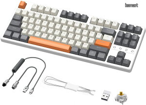 �y���������zx ZIYOU LANG K87 ���J�j�J���Q�[�~���O�L�[�{�[�h �R�C���P�[�u���Z�b�g 87�L�[���Փ� �R���p�N�g �O�ڑ����[�h Bluetooth5.0/2.4Ghz/Type-C �z�b�g�X���b