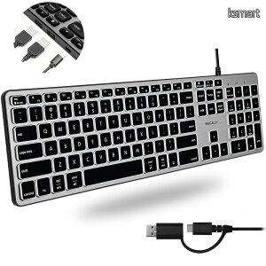 �y���������zMACALLY �v���~�A���L���o�b�N���C�g�L�[�{�[�h USB�|�[�g�t�� - �ő�3��̃f�o�C�X�ɐڑ� - (USB-A 2 | USB-C�|�[�g1��) - Mac Mini/Pro iMac MacBook iPad PC�p-
