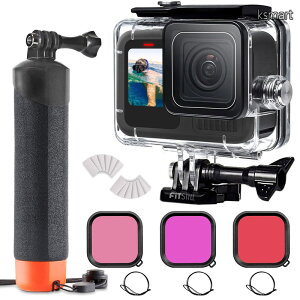 �y���������z60M/196FT �����h���ی�P�[�X�V�F�� Go Pro Hero 13/12/11/10/9 Black�Ή� 3�p�b�N�_�C�u�t�B���^�[�t�� ��r�t���[�e�B���O�n���h�O���b�v ���B��_ Hero