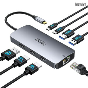 �y���������z3��ʊg�� 2��HDMI�{DP�{LAN �zSelore 8in1�h�b�L���O�X�e�[�V���� hdmi 2�� 4K�Ή� 3��ʏo�� ���o�C���^�C�v 100W �}���[�d Displayport LAN 2 USB-A/USB-C