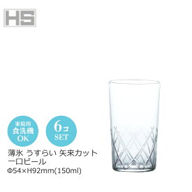 薄氷 矢来カット 一口ビール 6個セット 東洋佐々木 Φ54×H92mm B-21105CS-C745