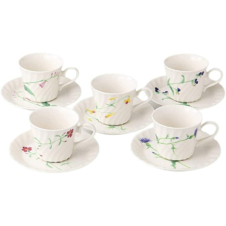 楽天市場】コーヒーカップ セット 5客セット 五草花 おしゃれ シンプル 